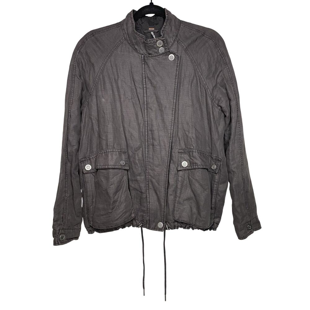 Free People Swing Sporty Drawstring Linen Blend Bomber Jacket Women's Small
